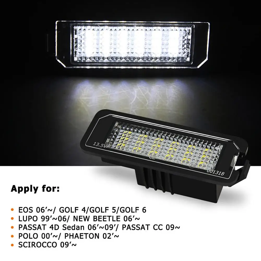 Светодиодный светильник для номерного знака 18SMD без ошибок Golf MK4 MK5 MK6 Passat Polo CC Eos