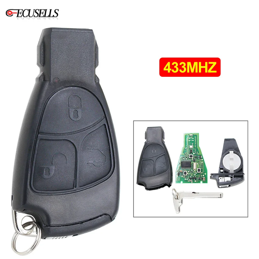 3 кнопочный дистанционный Автомобильный ключ 433 МГц с необработанным лезвием для
