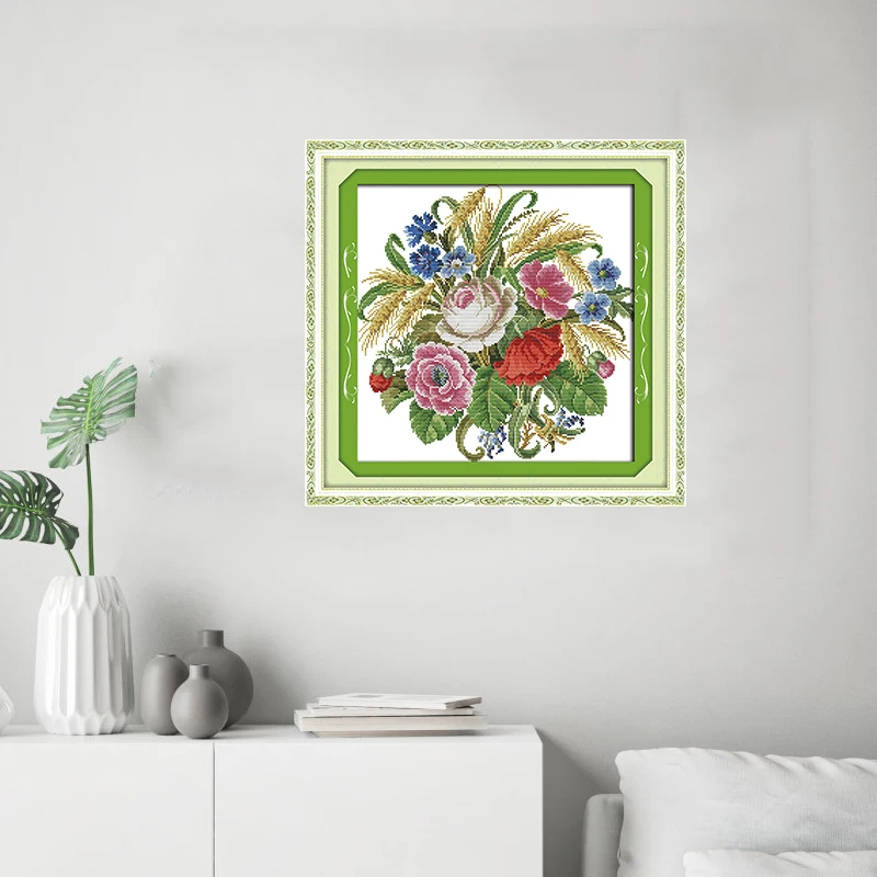 Букет из роз рассчитанный на холст DMC 14CT 11CT наборы для вышивки крестиком Набор