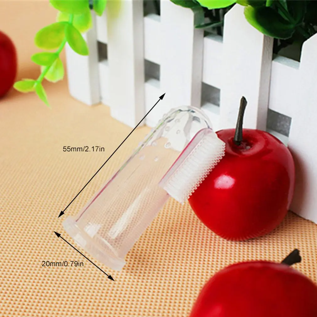 Cepillo de dientes transparente para beb&eacute;, silocono de grado alimenticio, para dedo, cuidado Dental-5