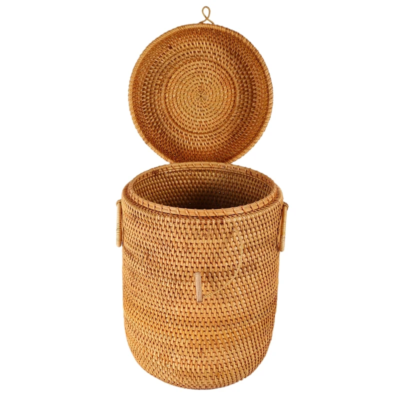 

Storage Basket Multifunction Rattan Organizer for Sundries Jewelry Tea Ornaments Food Storage Container Organizer