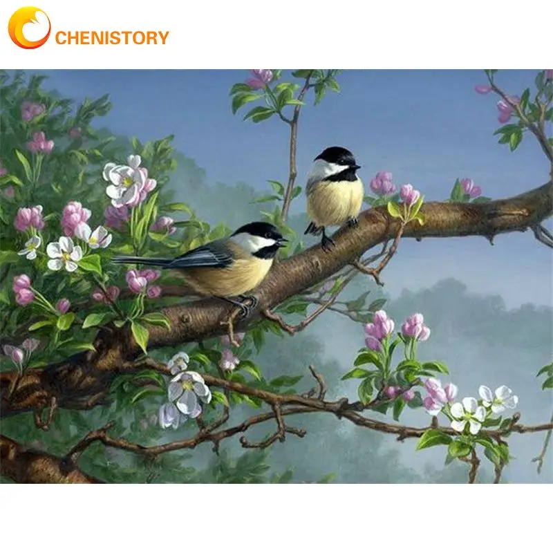 

CHENISTORY 60x75cm Frame Picture Paint By Numbers Kits Birds Animals Acrylic Paint Picture For Home Decors Coloring By Numbers