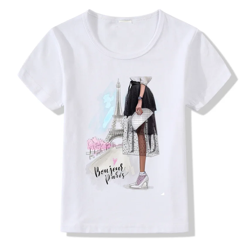 2019 Fashion Paris Tower Print T shirt Children Cool Girl Short Sleeve Summer Tops Kids O-neck Clothes Baby Tshirt Clothing Tees | Детская