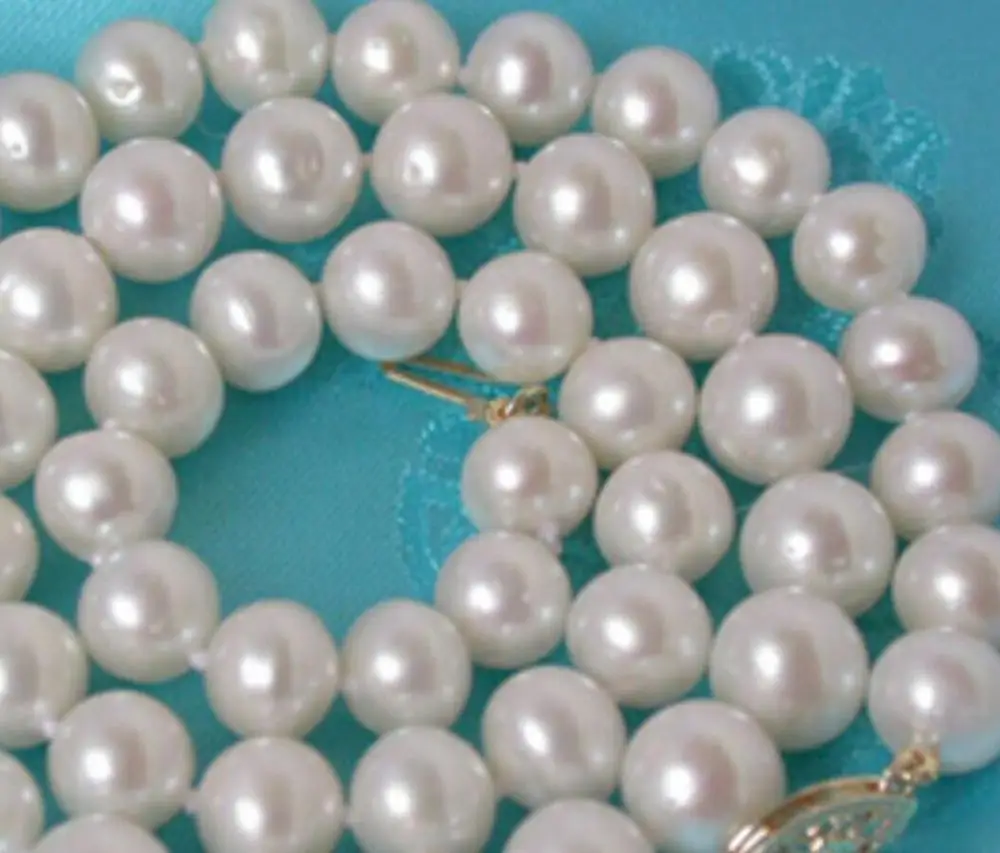 Модные украшения Бесплатная доставка натуральный 17 &quot9 мм белый круглый жемчуг fw