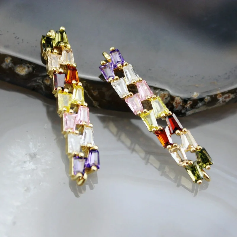 5*35 мм 10 шт./лот Новая мода Радужный коннектор cz популярный кубический циркон Шарм