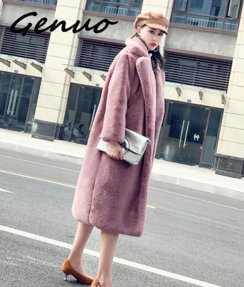 Шуба из искусственного меха норки зима 2020 Толстая теплая свободная длинная шуба