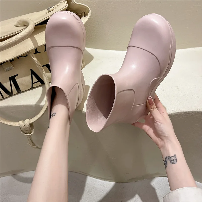 New Style Big Head Ankle Boots EVA FashionWomen's Shoes Non-Slip Increased Thick-Soled Rain Boots Thick-Soled Martin Short Boots