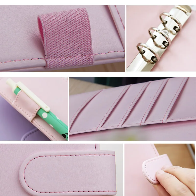 Кожаный чехол-книжка с кольцом A6 милый Обложка для ежедневника офисного Личная