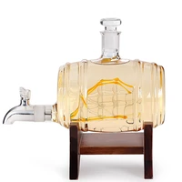 1000ml whiskey decanter wooden barrel shape empty glass wine bottle glasses for vodka and whisky