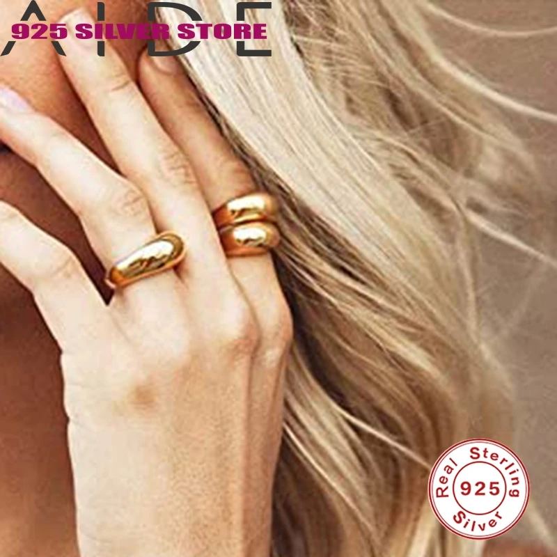 

Aide 2020 New Fashion Personality Vintage Simple Glossy Wide Version Opening Adjustable Rings for Women Party Jewelry Gift