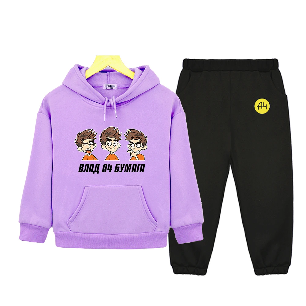 мерч а4 Lamba Childrens Boy Hoodies Suit 2022 Spring New Влад Бумага A4 Girl Sets Sweatshirt with Hood Jacket 2pcs Tops Pants