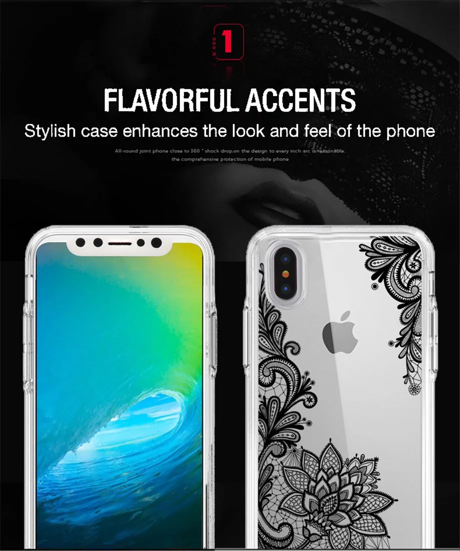 Роскошный силиконовый чехол для телефона iPhone 11 11pro max 8 7 6 6s Plus с кружевными цветами