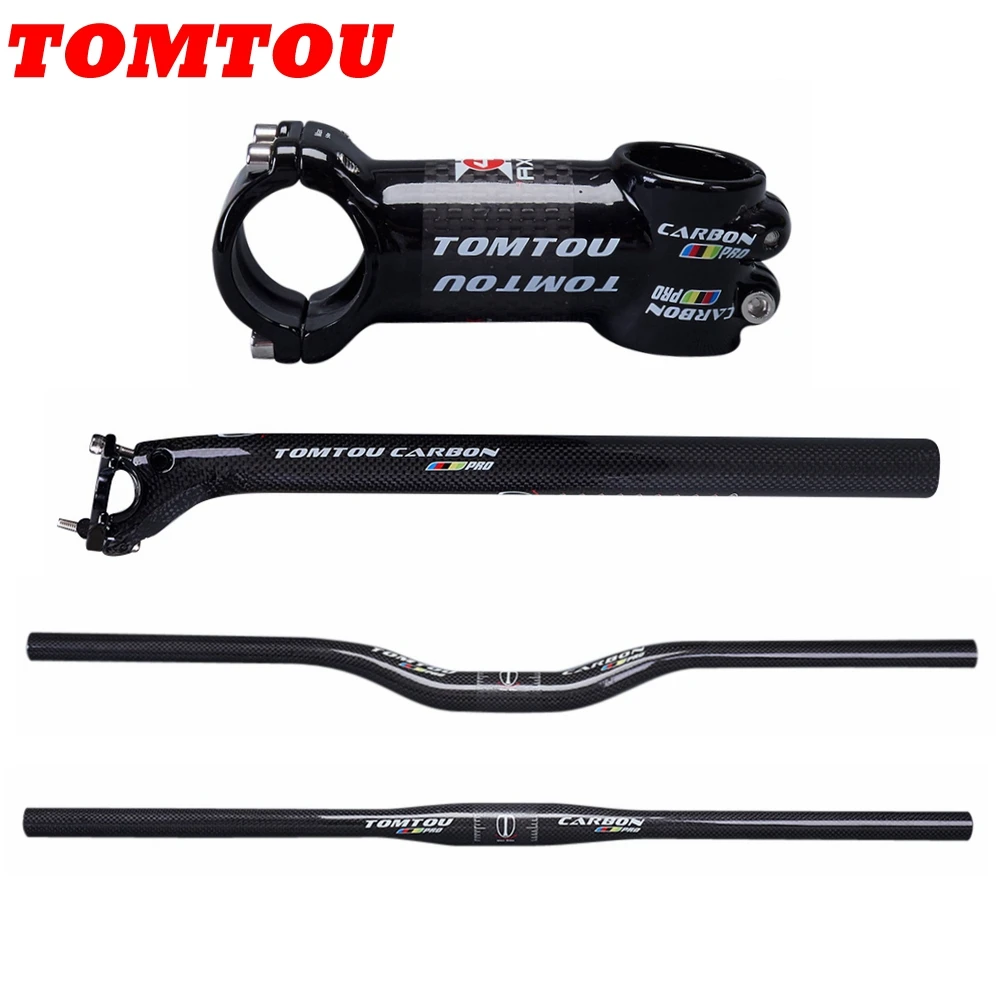 

TOMTOU PRO Carbon Fiber Handlebar Sets Bike MTB Handlebar + Seat Post + Stem Bicycle Parts For Mountain Cycling
