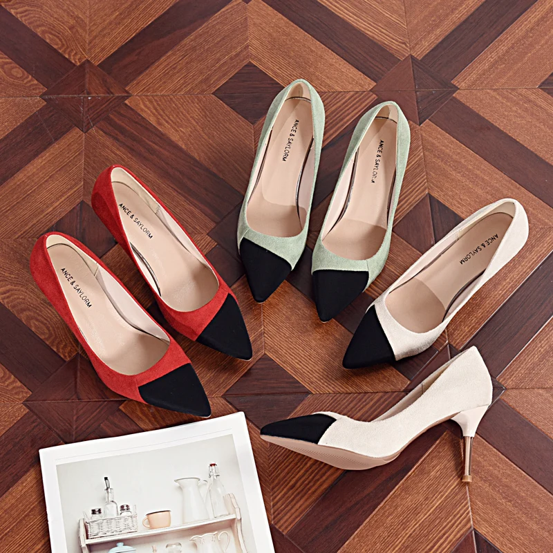 

2020 New Spring Pointed Toe High Heels Shoes Female Fashion Sexy Mature Female Leisure Thin Heels Dress Women Pumps W37-07