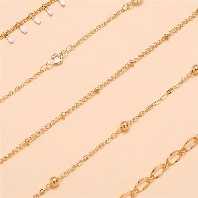 

LETAPI Bohemian Ankle Bracelets Set Multilayer Beads Rhinestone Pendant Charm Bracelets Women Anklet Foot Jewelry Gift