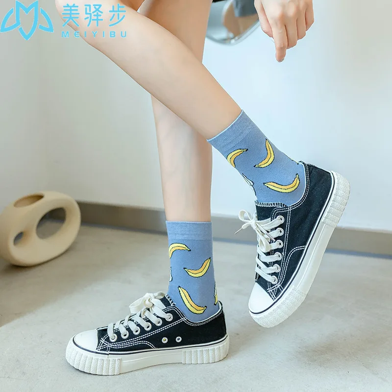 12 Pairs Per Set Women's Cotton Korean Edition Fashion Fruit Strawberry Watermelon Sock