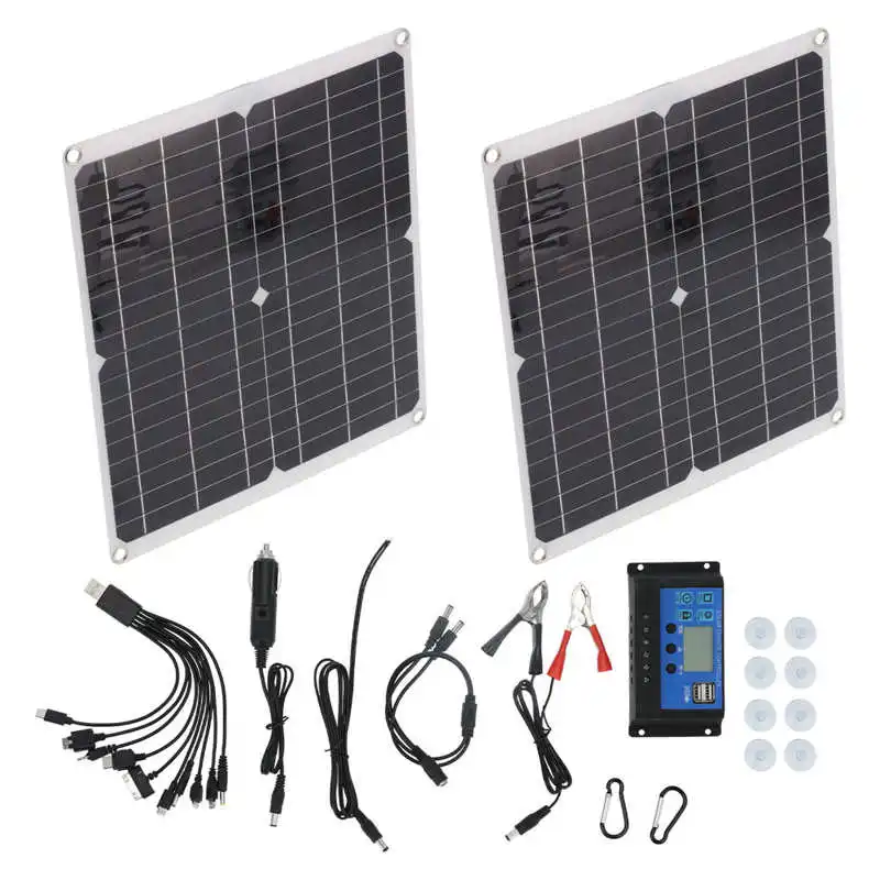 

Инвертор, конвертер 25 Вт x 2, комплект солнечных панелей 20 в, фотоэлектрическая панель, аварийное зарядное устройство для отдыха на природе, п...