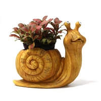 creative snail flower pot resine succulent planter vase imitation wood crafts fleshy flower plant vase home garden outdoor deco