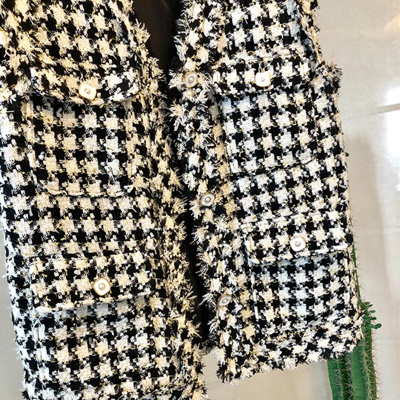 

Retro Style Green Black Plaid Tweed Vest Coat 2020 Women Autumn Winter Cool fashion Vintage Style Minimalism Style Waistcoat