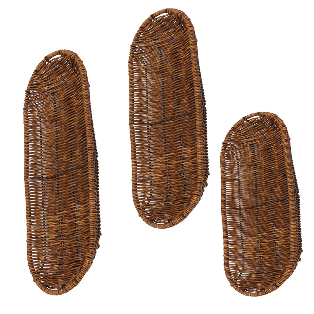 

3Pcs Creative Decorative Basket Natural Woven Basket Bread Storage Basket