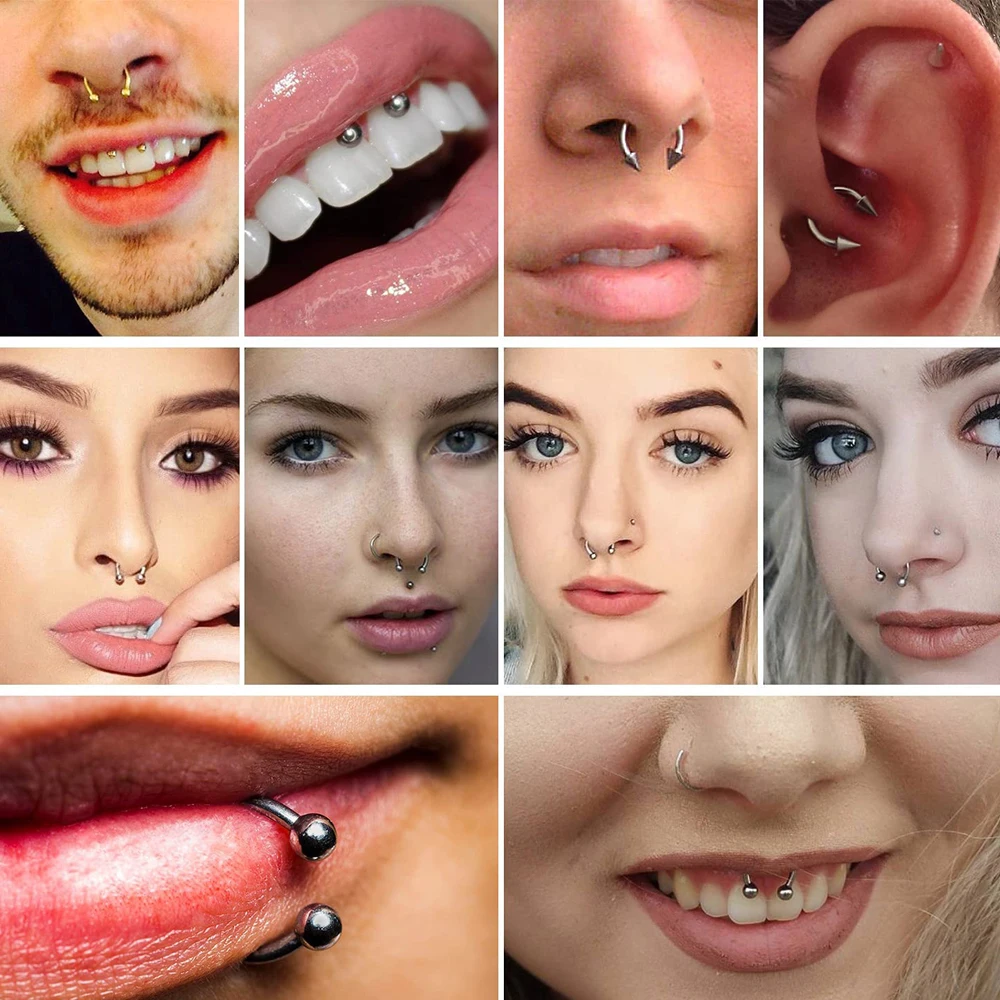 8 шт. 16 г Φ перегородка серьги пирсинг для бровей кольцо пирсинга губ шарики и шипы