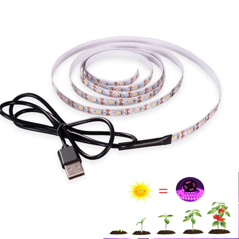 

LED Grow Light Full Spectrum USB Led Strip 0.5m 1m 2m 3m DC5V 2835 LED Phyto Tape for Seed Plants Phytolamp for Plant Grow Light