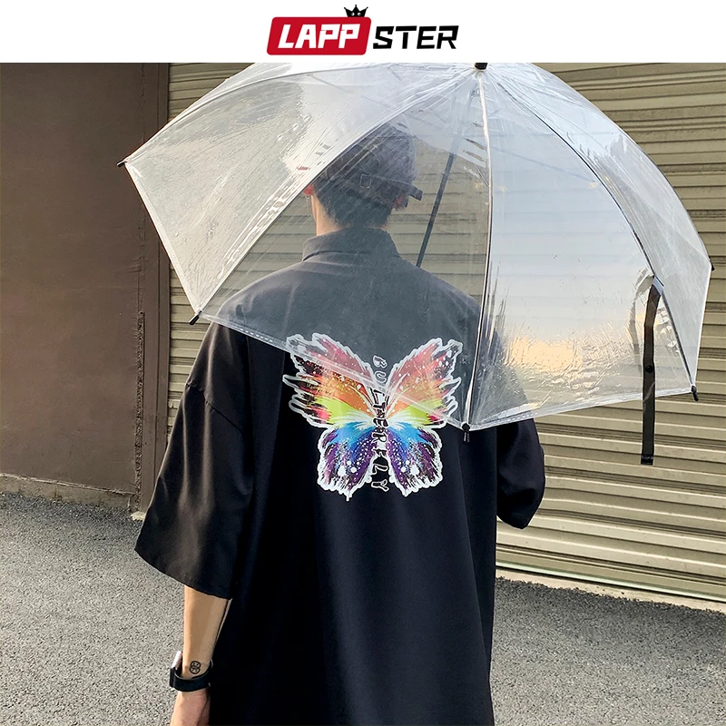 Рубашка LAPPSTER мужская с принтом бабочки гавайская блузка в Корейском стиле