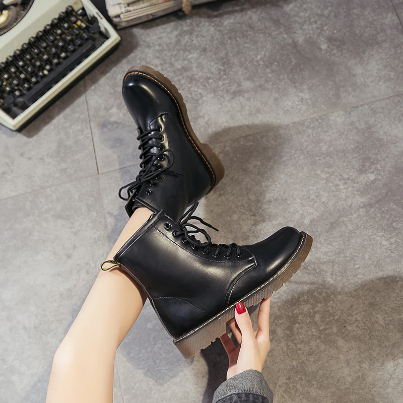 Классические женские ботинки PUPUDA новые Теплые ботильоны на платформе зимние для