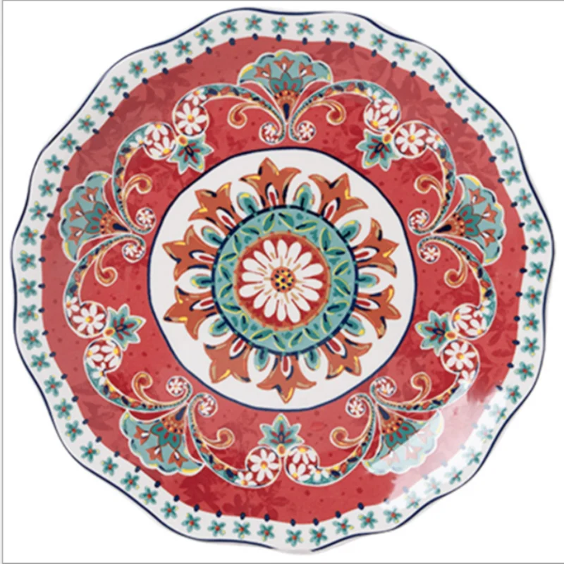 

Creative and personalized red Western food plate, steak plate, bowl and dish combination festive tableware