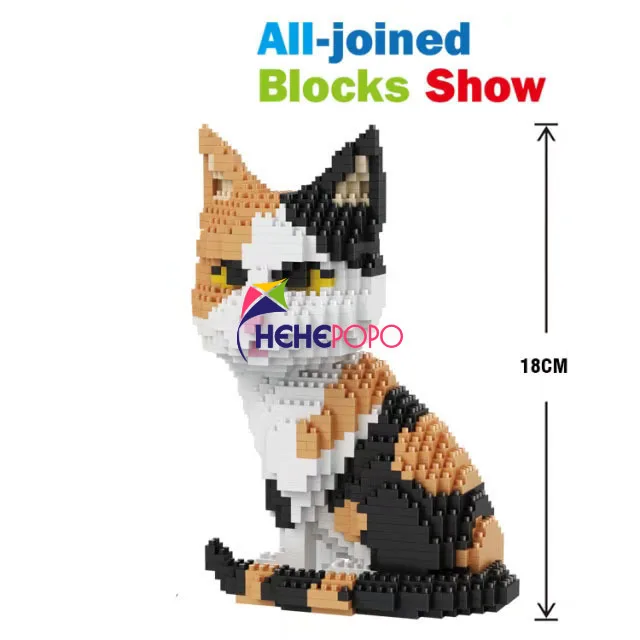 

Cartoon Cat Block Micro Sitting Lying Shaking Walking Model Block Building Brick Toy Cat Model for Kids