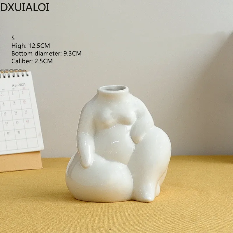 

DXUIALOI Modern Simple Creative Human Body Sculpture Ceramic Vase Home Living Room Desktop Flower Arrangement Vase Decoration