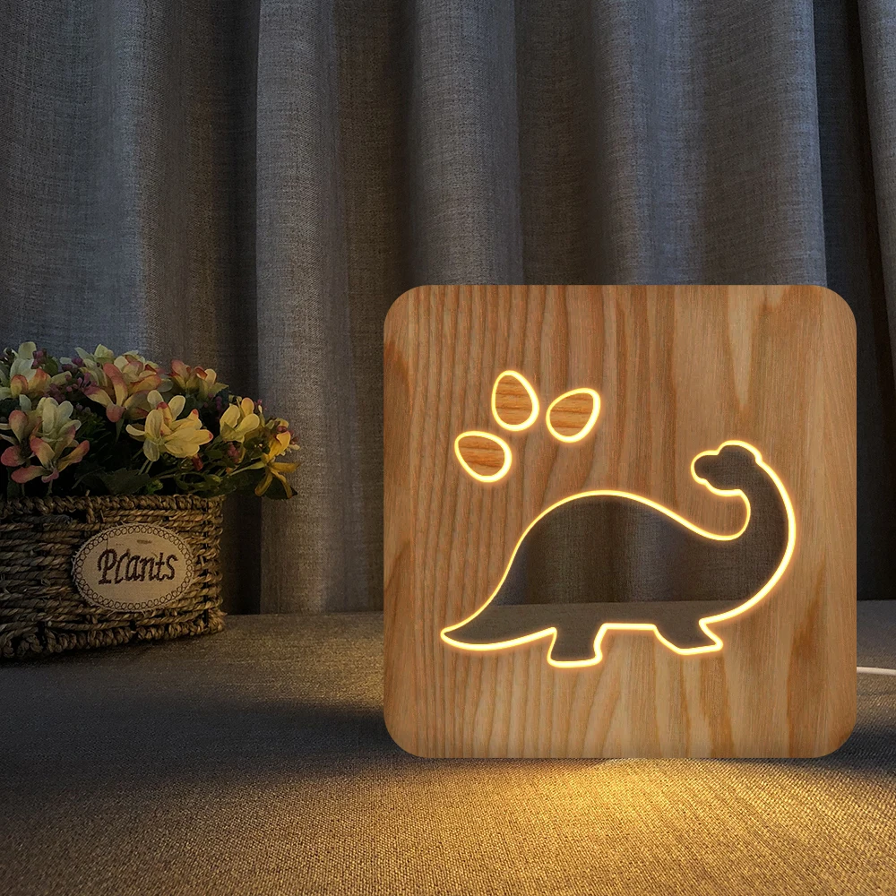 

Wholesale 72 Styles Wooden Animal Night Light Luminaria 3D Lamp USB Powered Desk Lights Xmas Gift
