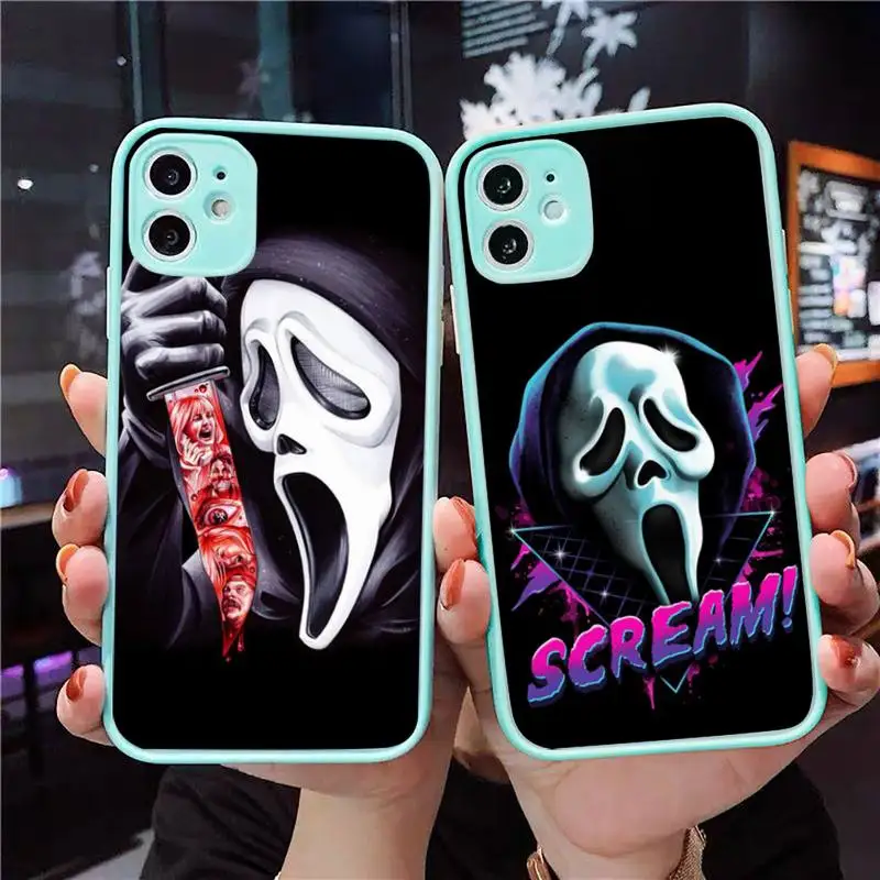

Ghostface Scream Phone Case For iPhone 13 12 11 Mini Pro XR XS Max 7 8 Plus X Matte transparent blue Back Cover