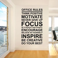 office rules poster wall decal work motivation quote sign think positive focus teamwork vinyl sticker art business decor
