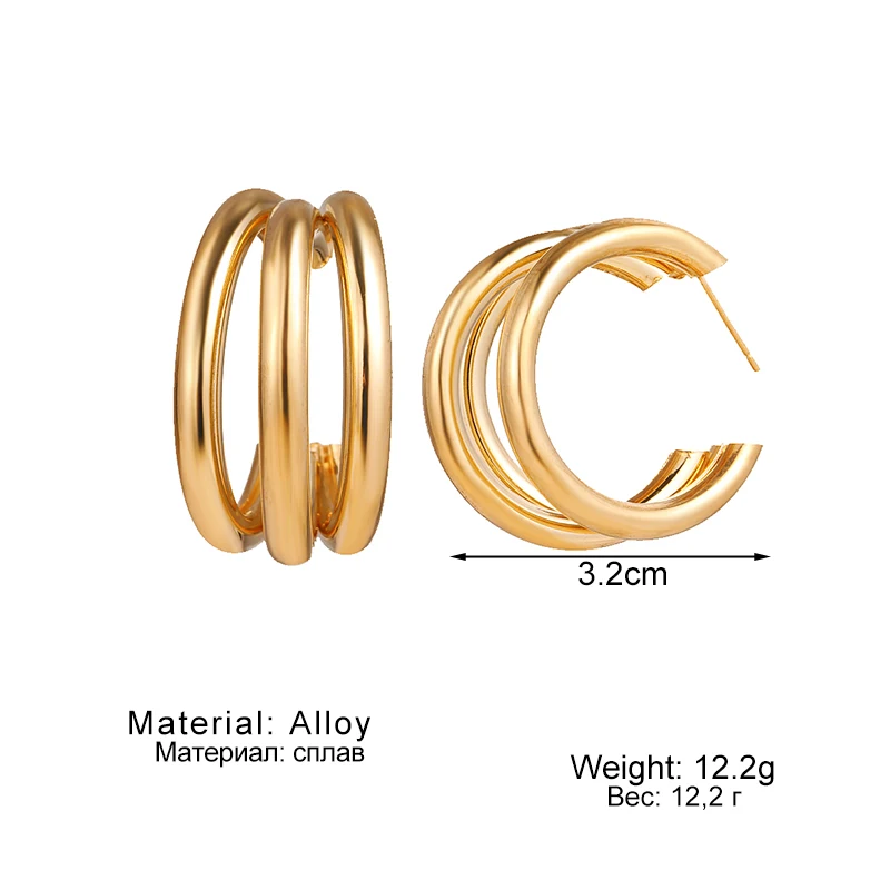 

2020 Fashion Vintage Geometric Alloy Hoop Earrings Statement Women's Multilayer Circle Metal Drop Earrings Jewelry Accessories