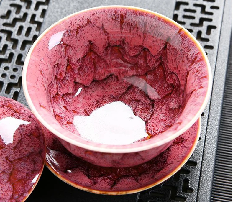 170 мл Gaiwan керамическая пигментированная чашка для чая набор с крышкой блюдце