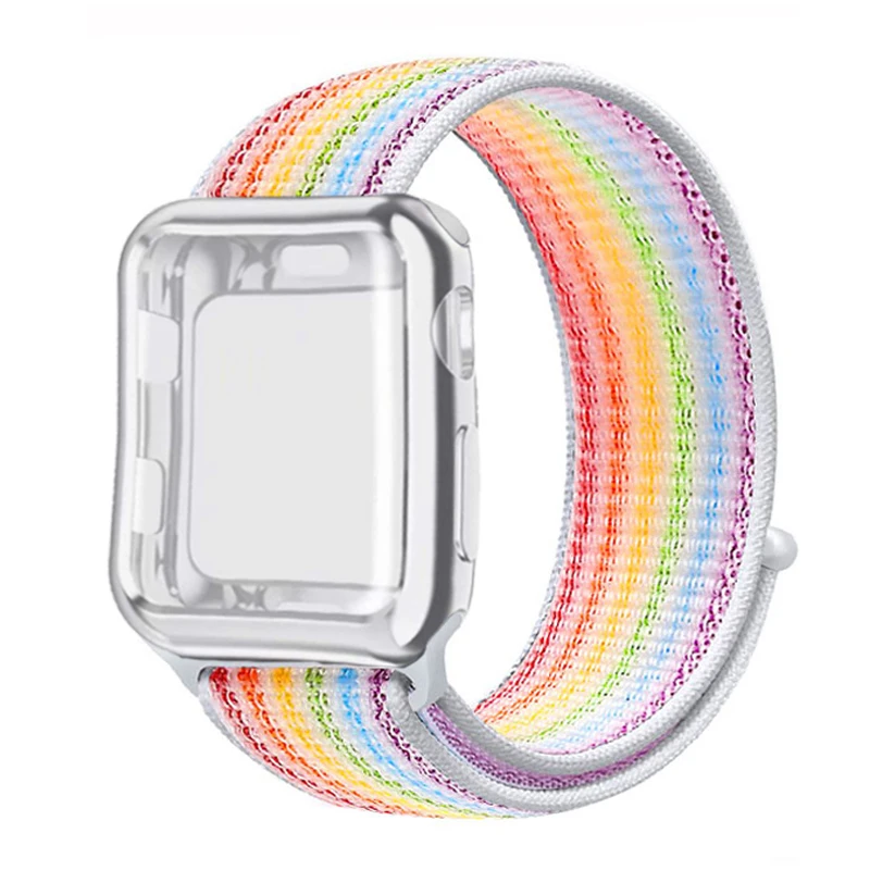 Спортивный ремешок+ чехол для Apple Watch 38 мм 42 мм 40 мм 44 мм iWatch 5 4 3 2 спортивный Браслет Apple watch 4 чехол Защита экрана - Цвет ремешка: Colorful
