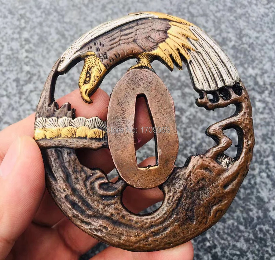 Орел тема японский латунный Guard Tsuba для самурайский меч катана нож Wakizashi фурнитура