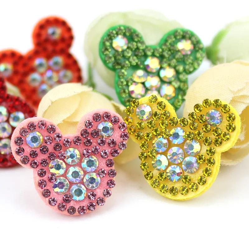 

25Pcs 2.2*2.5cm Rhinestone Sequins Mouse Head Appliques For Headwear Hairpin Crafts Decor Accessories Bags Shoes Clothes Patches