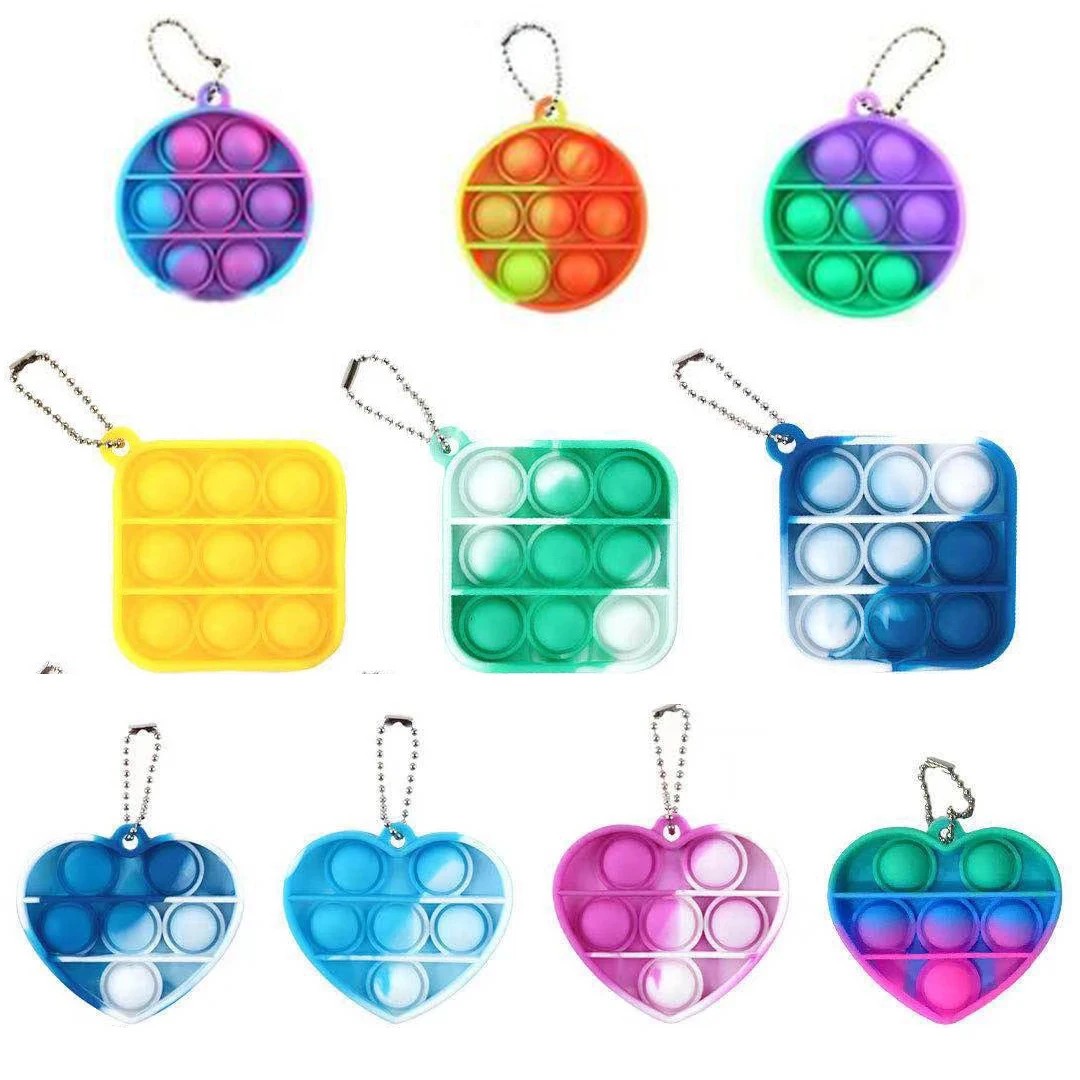 Murah 50 Buah Pop Fidget Mainan Sensorik Mini Push Gelembung Figet Sederhana Lesung Pipi Mainan Gantungan Kunci Anti-stres Papan Autisme Anak Mainan Pendidikan