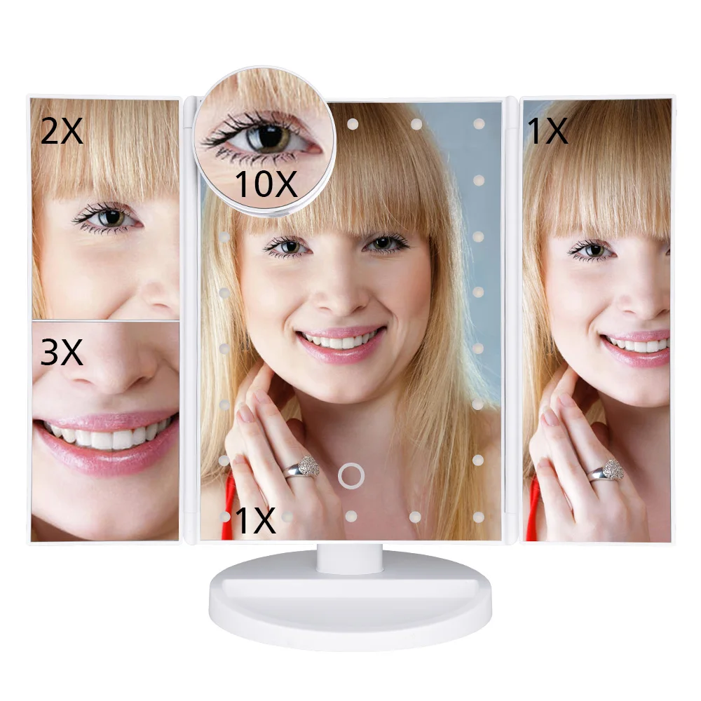 22 светильник светодиодный макияж сенсорный экран зеркало 1X/2X/3X/10X увеличительное