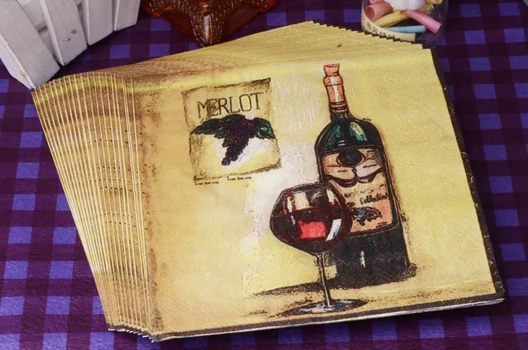 2020 Новые 20 шт красное вино бумажная салфетка винтажные Декупажные матрацы для