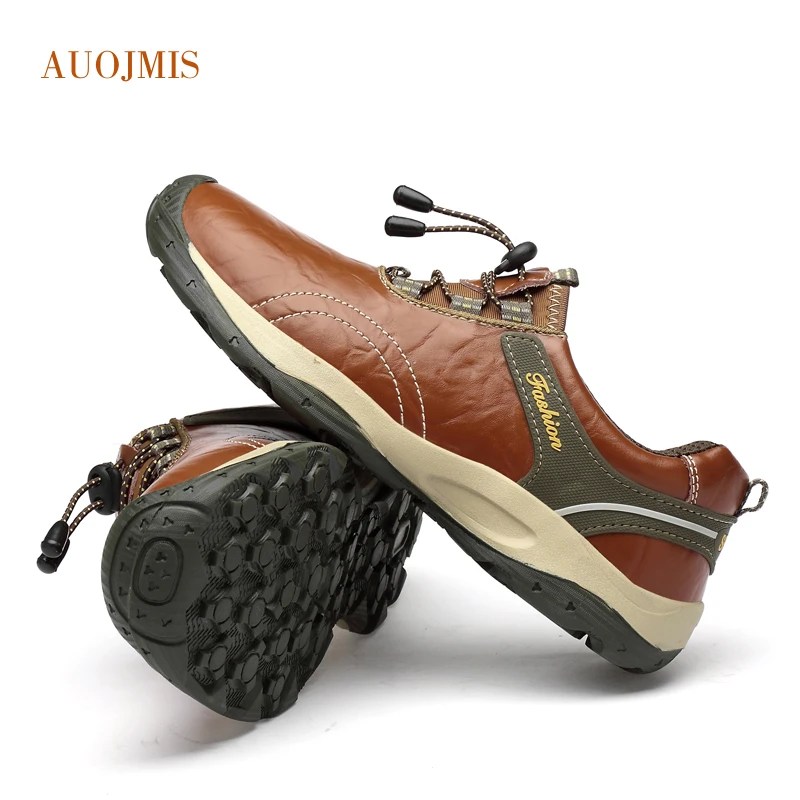 Новая Осенняя повседневная обувь мужская кожаная на плоской подошве шнуровке