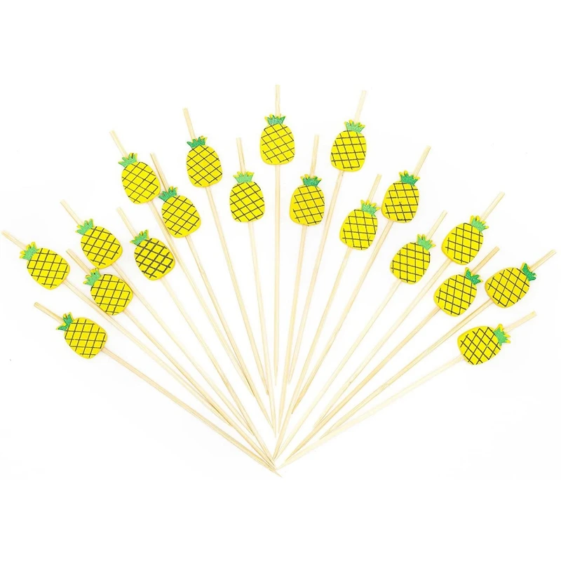 

200Pcs Cocktail Picks Bamboo Pick Buffet Pineapple Cupcake Fruit Fork Dessert Salad Stick Skewer For Party Decor