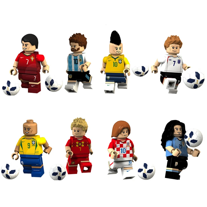 Одиночный Lionel Luiz Ronaldo Neymar Beckham De Modric Брюйн Кавани Известный футболист Строительный Блок игрушка для детей