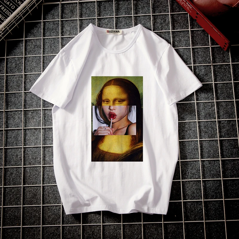 Женская одежда новинка 2019 Harajuku модная футболка с принтом эстетическое искусство