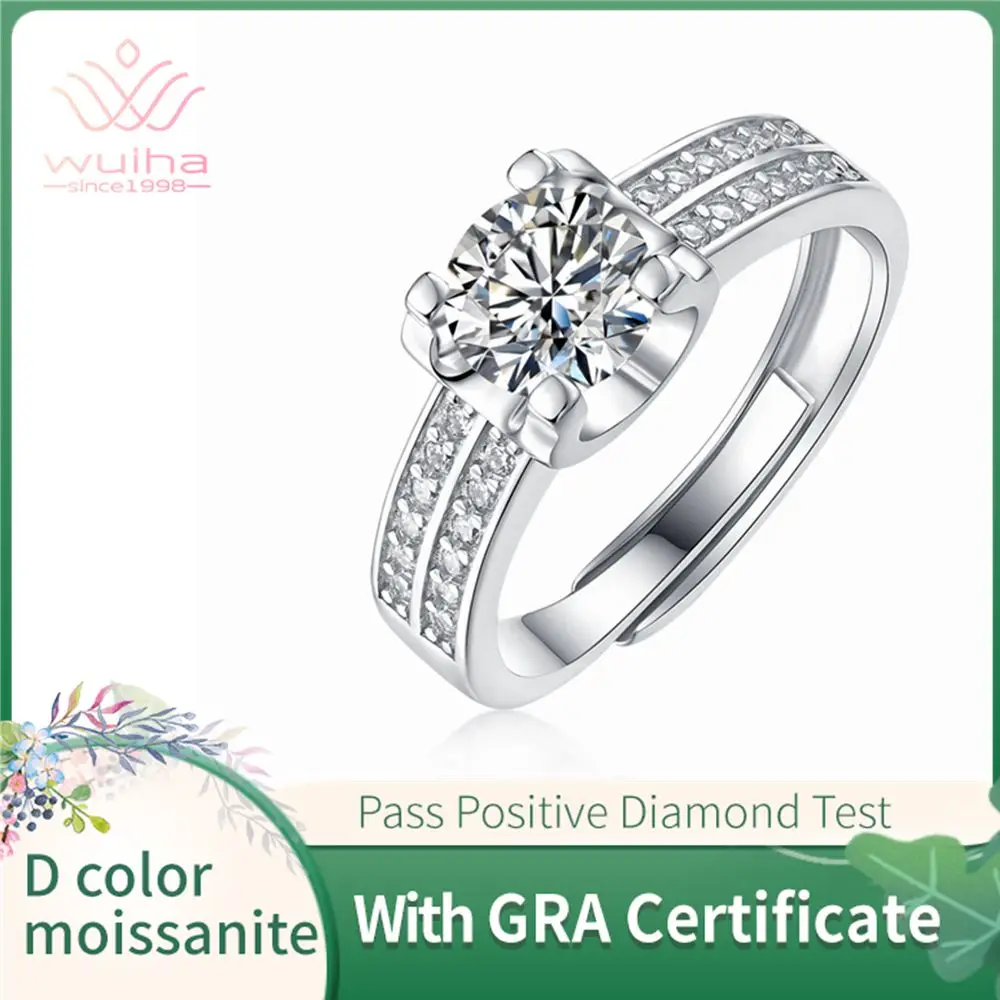 

Роскошное кольцо WUIHA из искусственного серебра 100% пробы, 1 карат, цвет D, VVS1, драгоценный камень, свадебное обручальное кольцо, Изящные Ювелир...