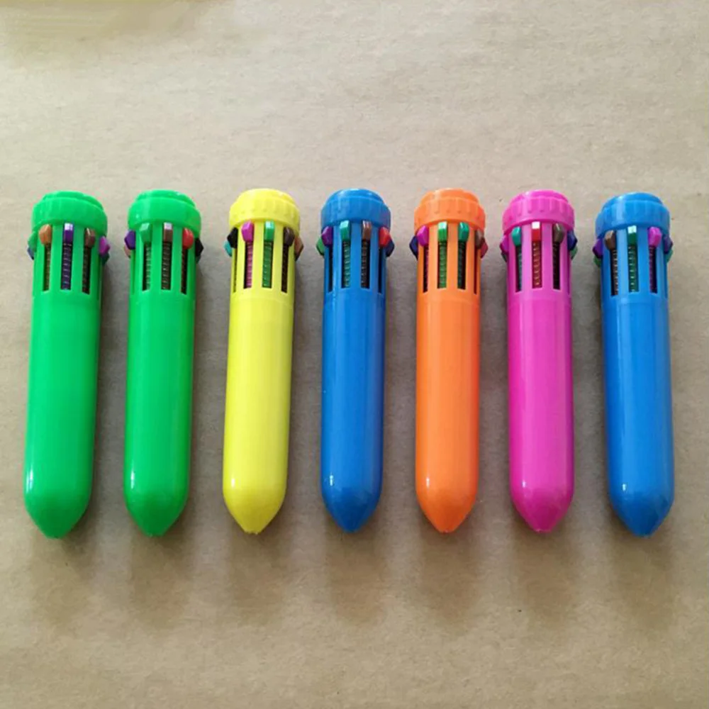 

24Pcs 10 in 1 Retractable Roller Pens Ballpoint Pen School Office Stationery Supply (Assorted Colors)