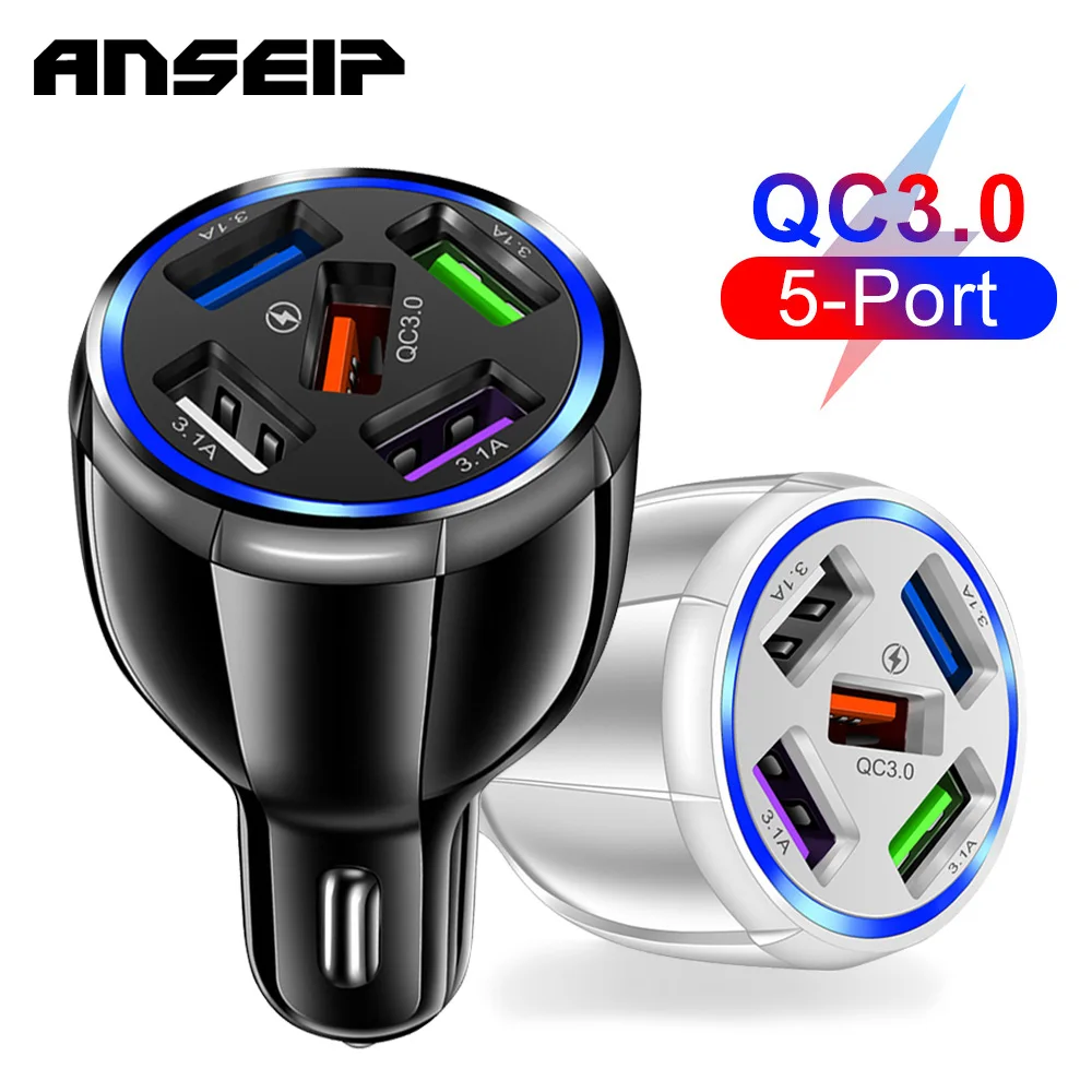 

Автомобильное зарядное устройство ANSEIP с 3/4/5 портами, автомобильное быстрое зарядное устройство с usb-разъемом, автомобильное зарядное устро...