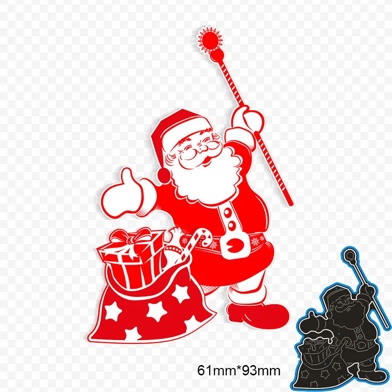 

New Metal Cutting Dies Santa Claus giving Gifts Stencils For DIY Scrapbooking Paper Cards Craft Making Craft Decoration 61*93mm